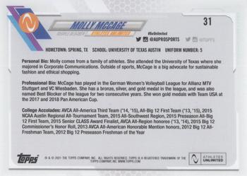 2021 Topps On-Demand Set #2 - Athletes Unlimited Volleyball #31 Molly McCage Back